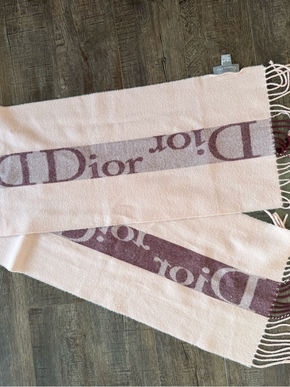 Dior Mauve Burgundy Wool Blend Scarf - Picture 2 of 4